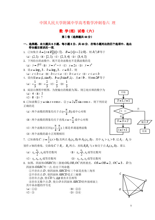 中国人民大学附属中学高考数学冲刺卷六 理