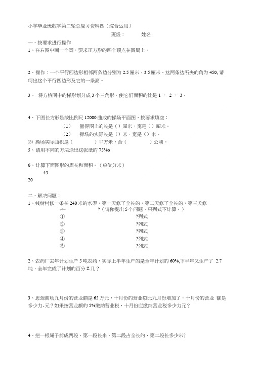 小学毕业班数学第二轮总复习资料四(综合运用).doc