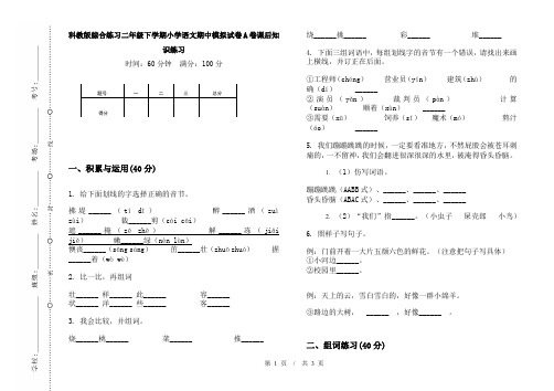 科教版综合练习二年级下学期小学语文期中模拟试卷A卷课后知识练习