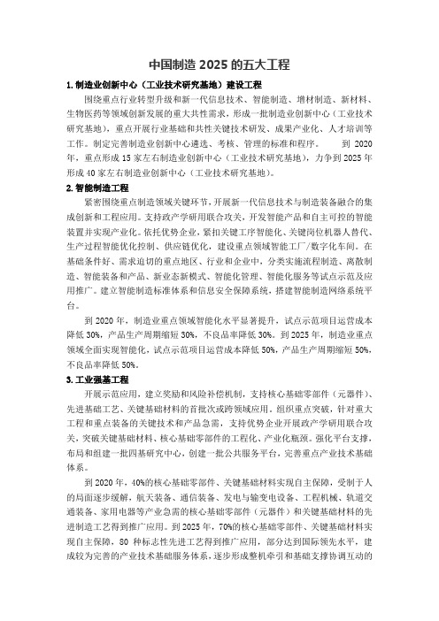 中国制造的五大工程