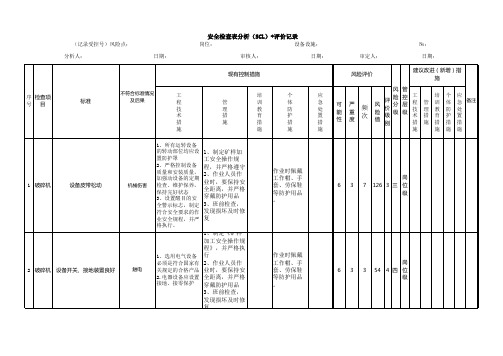 破碎机安全检查分析(SCL)评价记录表