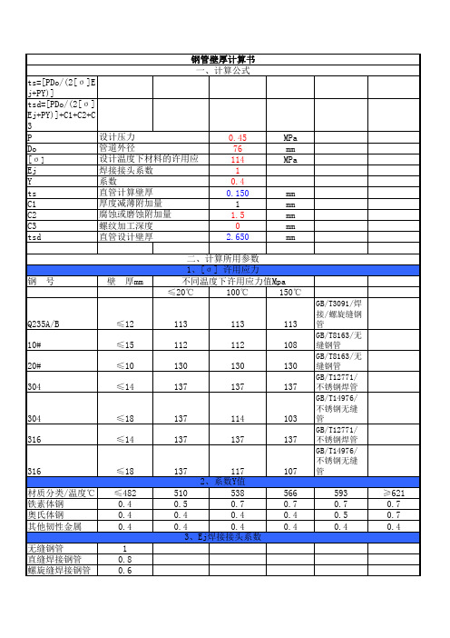 管壁厚计算