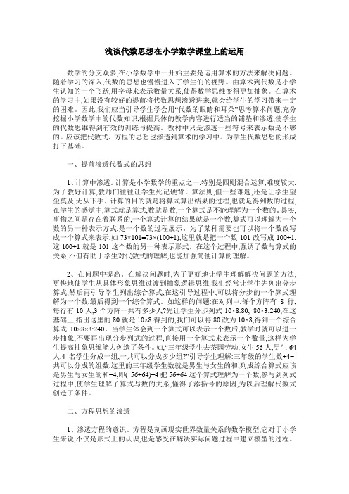 浅谈代数思想在小学数学课堂上的运用