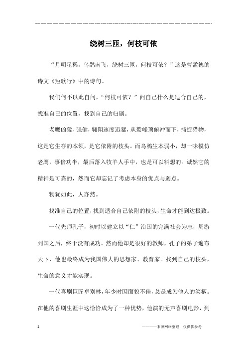 绕树三匝,何枝可依_高三作文