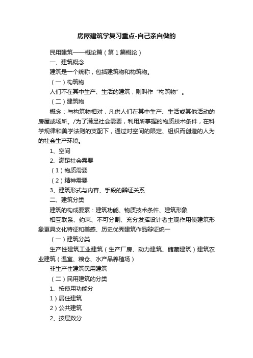 房屋建筑学复习重点-自己亲自做的