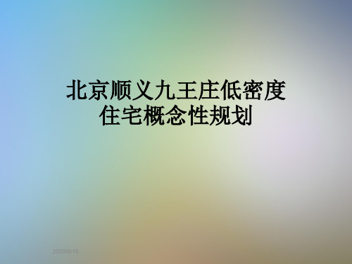 北京顺义九王庄低密度住宅概念性规划