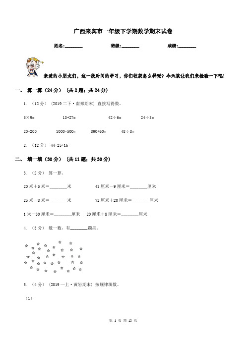 广西来宾市一年级下学期数学期末试卷