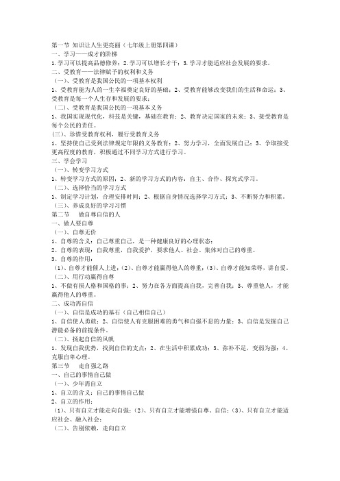 初中道德与法治(思品)总复习提纲