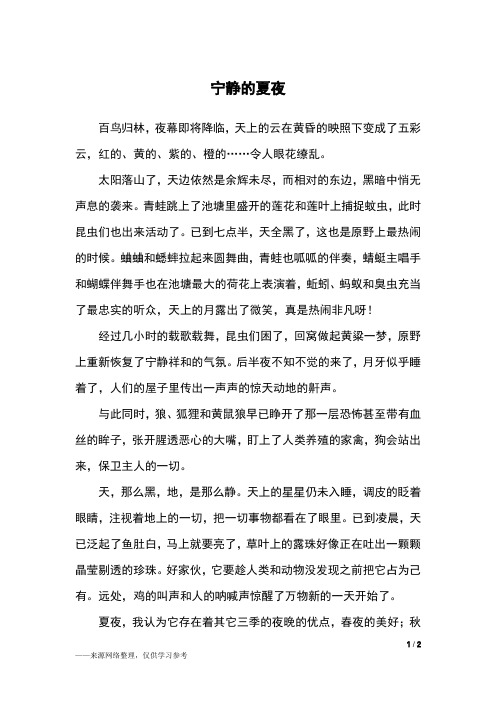 宁静的夏夜_四年级作文_2