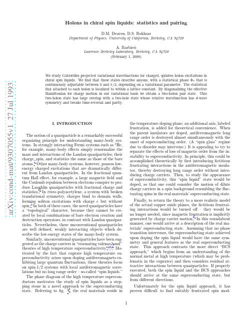 Holons in Chiral Spin-Liquids Statistics and Pairing