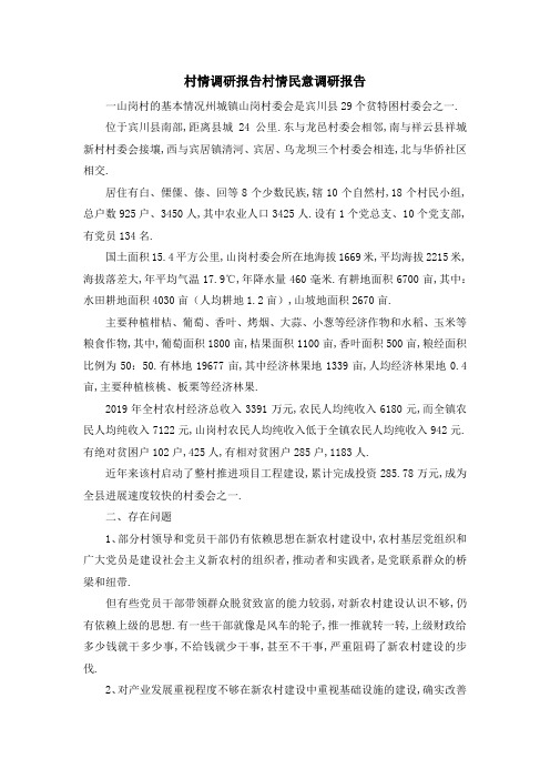 村情调研报告 村情民意调研报告 精品