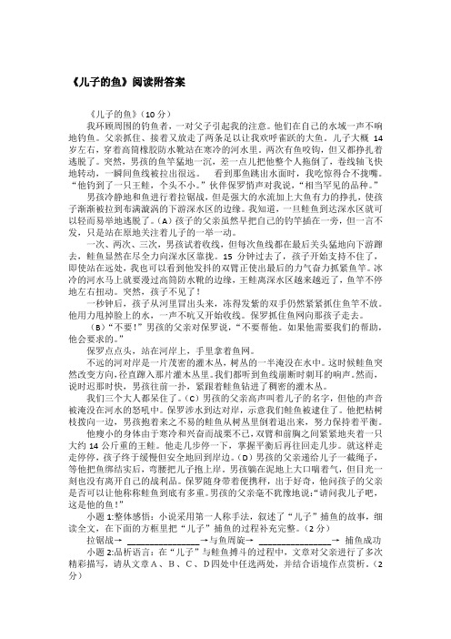 《儿子的鱼》阅读附答案