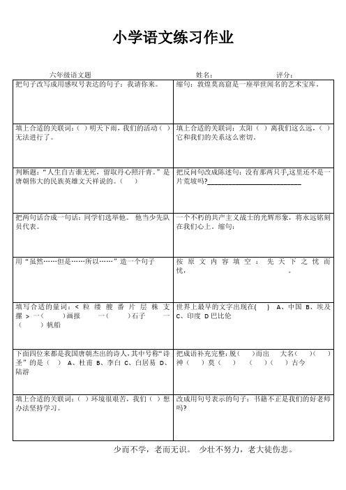 小学六年级语文提高训练I (21)