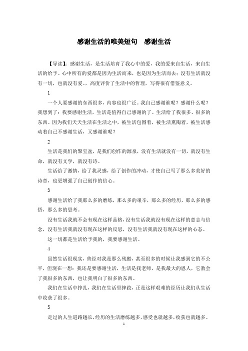 感谢生活的唯美短句  感谢生活