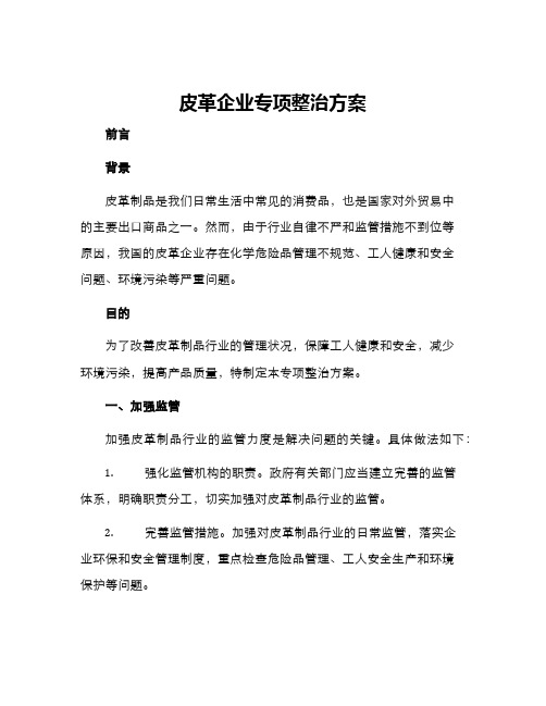 皮革企业专项整治方案