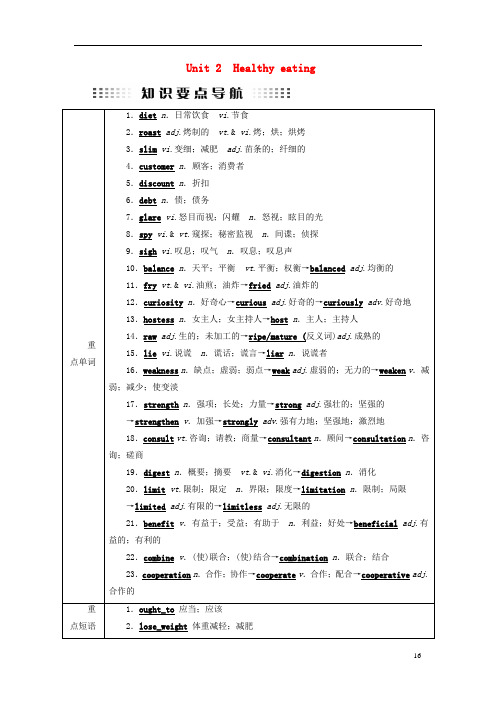 全国通用版高考英语大一轮复习Unit2Healthyeating讲义新人教版必修320180506169