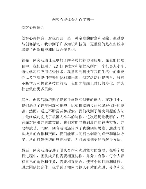 创客心得体会六百字初一