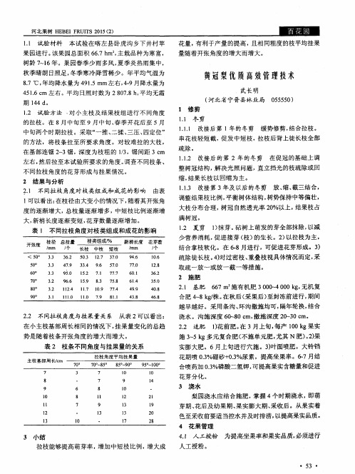 黄冠梨优质高效管理技术