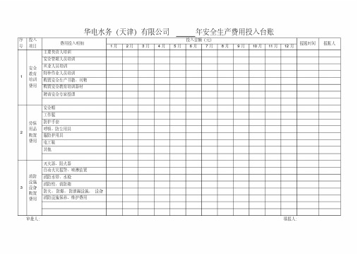 (完整版)安全生产费用投入台账(模版)