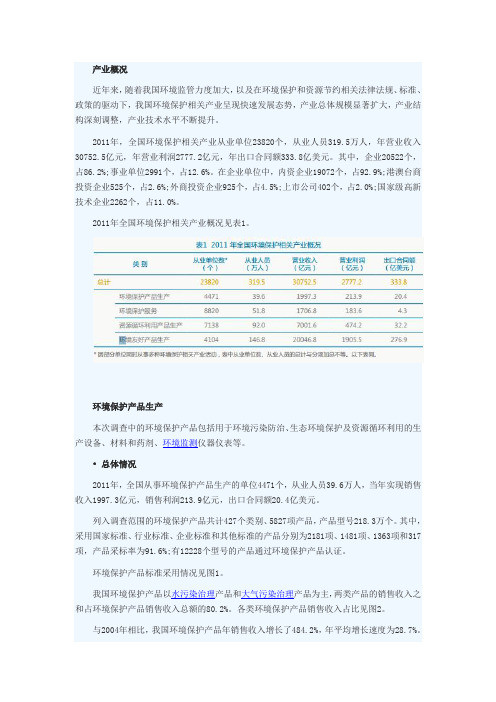 2011年环保产业调查公报