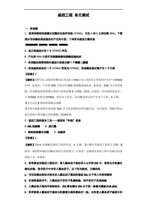 2020届苏教版 基因工程 单元测试