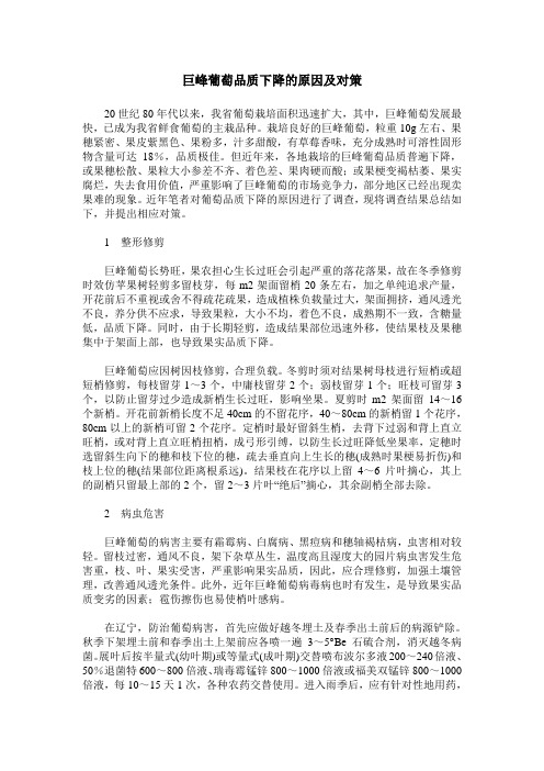 巨峰葡萄品质下降的原因及对策