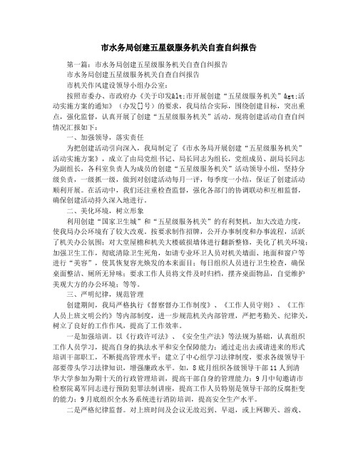 市水务局创建五星级服务机关自查自纠报告