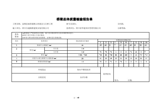 桥梁总体质量检验报告单