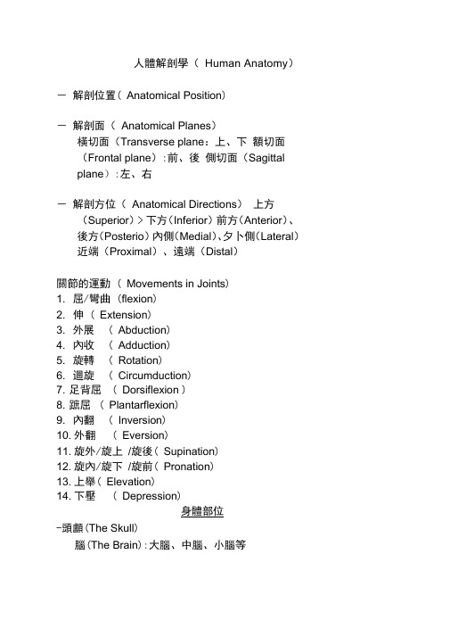 人体解剖学HumanAnatomy