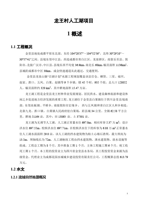 龙王村人工湖项目可行性研究报告