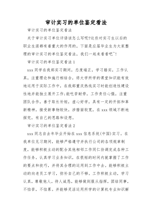 审计实习的单位鉴定意见