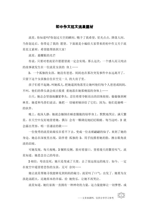 初中作文范文流星题材
