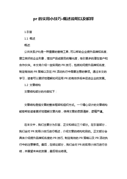 pr的实用小技巧-定义说明解析