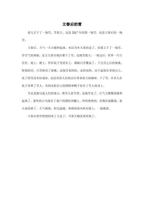 立春后的雪_高中高三作文300字