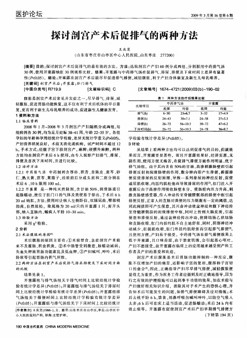 探讨剖宫产术后促排气的两种方法