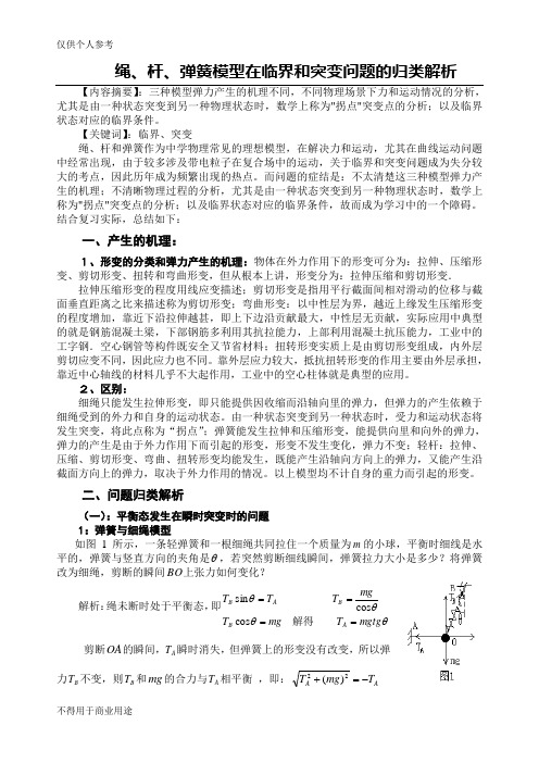 绳、杆、弹簧模型在临界和突变问题的归类解析 (2)