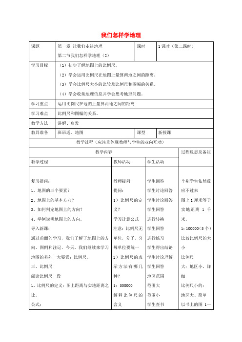 七年级地理上册1.2我们怎样学地理(第2课时)教案湘教版