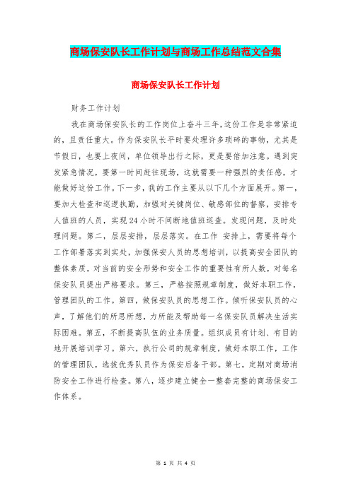 商场保安队长工作计划与商场工作总结范文合集