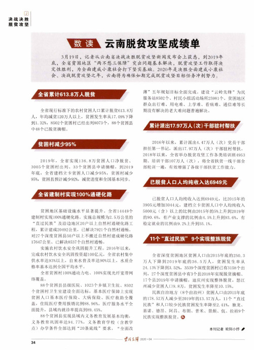 数读云南脱贫攻坚成绩单