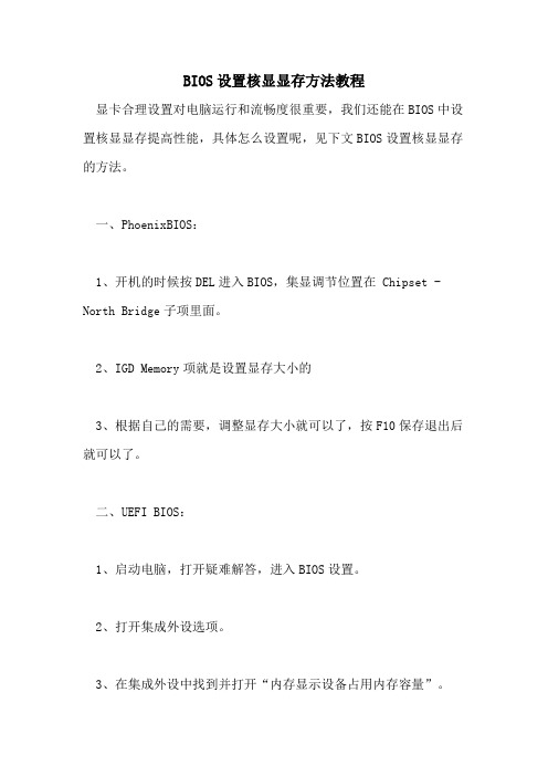 2021年BIOS设置核显显存方法教程