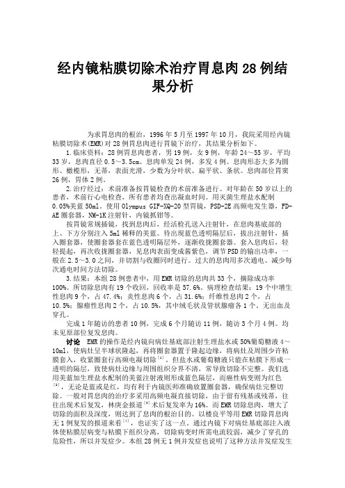 经内镜粘膜切除术治疗胃息肉28例结果分析(精)