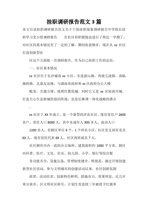 调研报告 挂职调研报告范文3篇