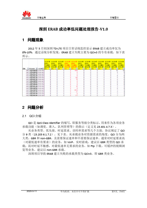 深圳华为ERAB成功率低问题处理报告-V1_0
