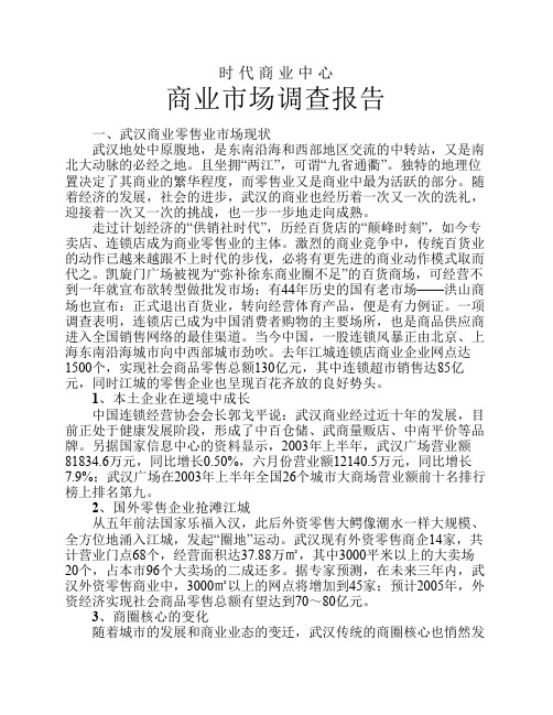 时代商业中心商业市场调查