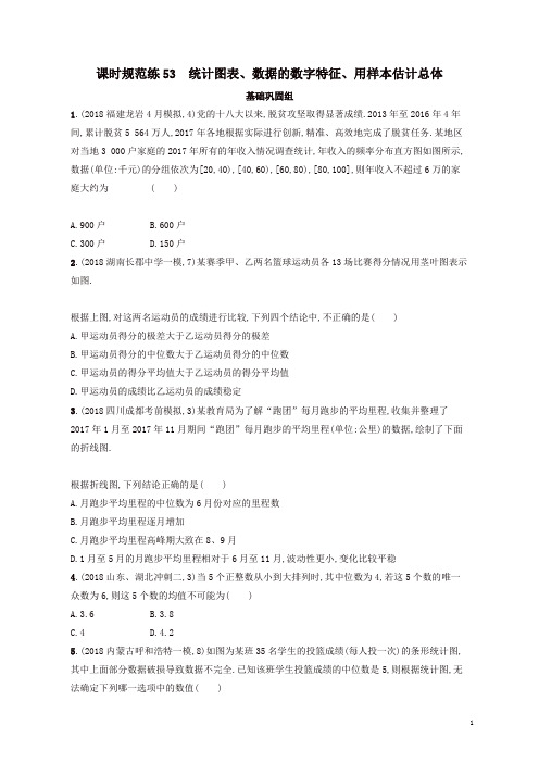 最新高考数学一轮复习课时规范练统计图表数据的数字特征用样本估计总体理北师大版