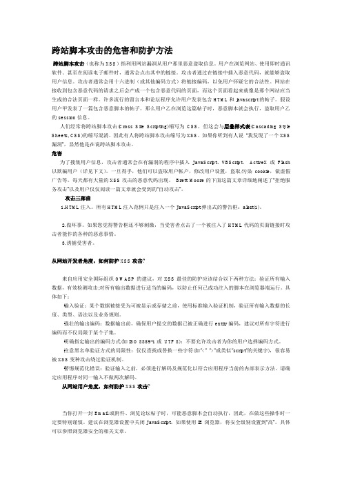 跨站脚本攻击的危害和防护方法