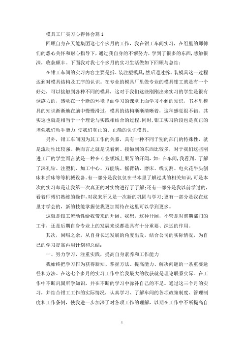 最新模具工厂实习心得体会