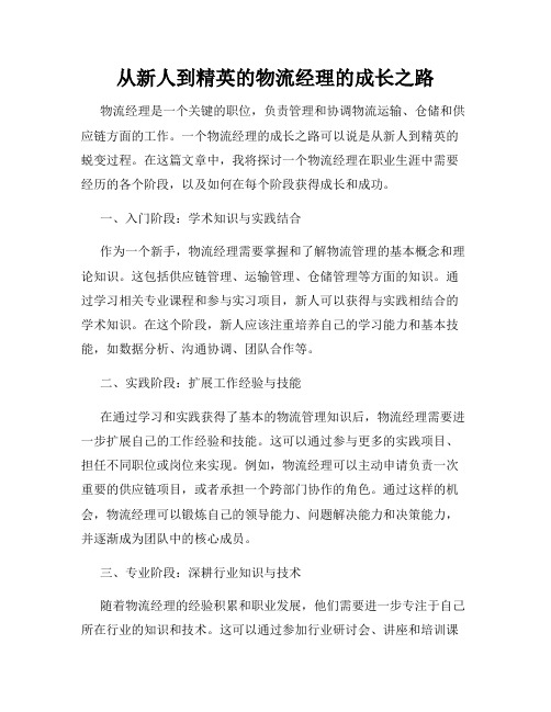 从新人到精英的物流经理的成长之路