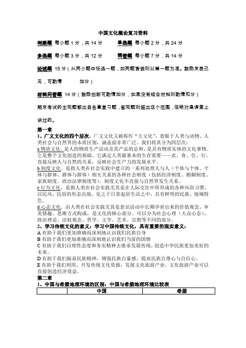 中国文化概论复习资料123