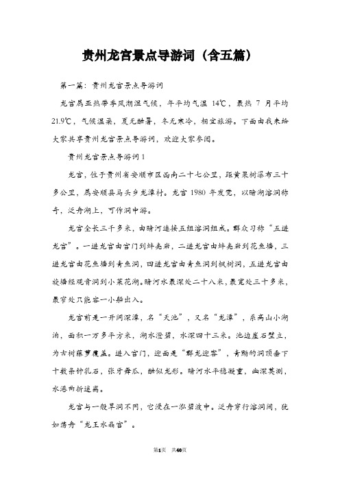 贵州龙宫景点导游词(含五篇)